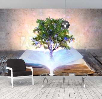 Picture of Tree Growing From The Old Book - Shining And Magic Lights